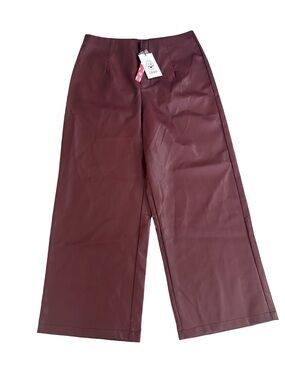 Cider Faux Leather Pants in Wine